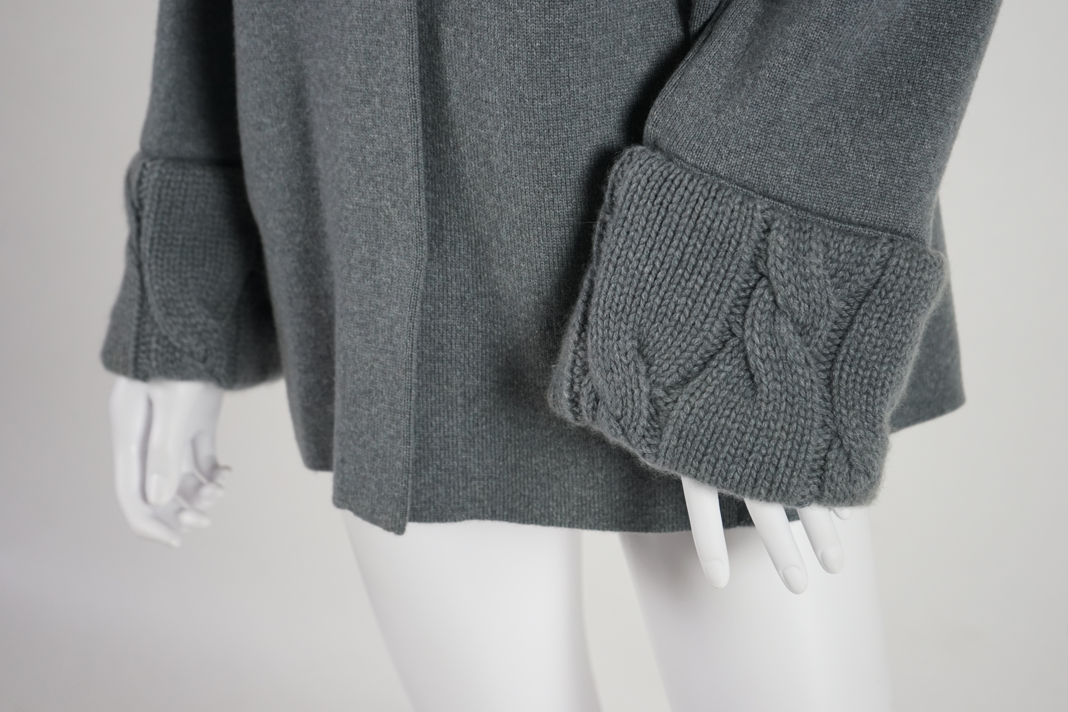 A lady's brown Loro Piana cashmere long coat and a grey cashmere knitted jacket. Approx Sizes 14 Proceeds to Happy Paws Puppy Rescue